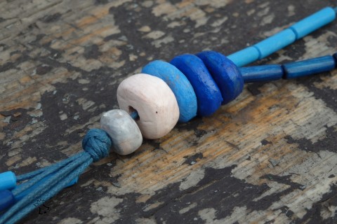 Náhrdelník Modro-modrý náhrdelník modrý výrazný hlína samotvrdnoucí hmota jednoduchž 