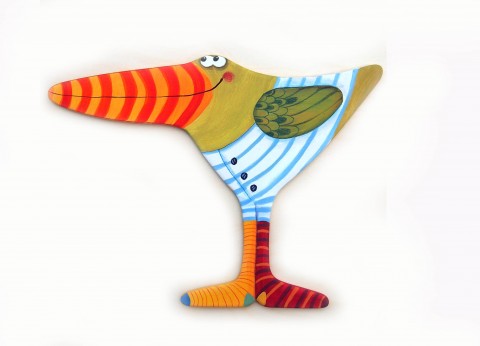 Papouch Zobklofák malované originální pták proužky pruhy ponožky papoušek veselý punčochy zobák pruhatý 