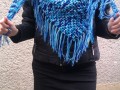 Tmavě modrý melír - háčkovaný šátek