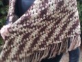 Hnědý melír - háčkovaný šátek
