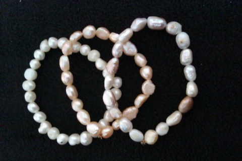 Náramky říční perly - 3 ks náramek perly říční perla 