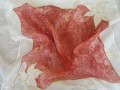 Hedvábný šátek - hnědočervené květy