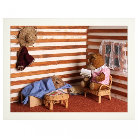 Medvídci - čtení před spaním do dekorace pro děti pokojíčku obrázky dětského vybavení dětských pokojíčků fotoobrázky fototapety 