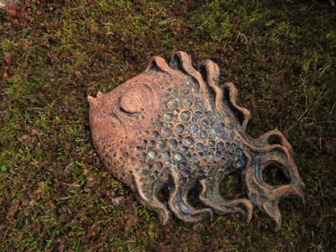 Ryba rozevlátá (závěsná) hlava voda zvíře dárek moře keramika ryba plastika interiér pohádka zahrada chata chalupa rybář obličej 