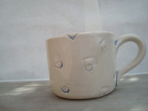 srdíčkové modrá keramika kamenina hrnek čaj srdíčko bílá káva šálek 