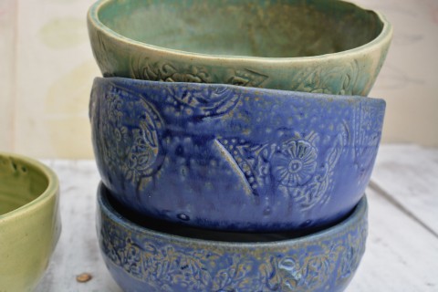 Modrá miska/ hluboký talíř, 700 ml moře modrá talíř keramika kamenina miska krajka nádobí hluboký talíř olivová miska mechová miska 