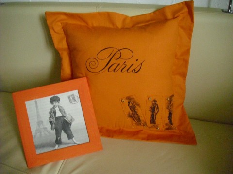 Paříž v oranžové polštář povlak paris 