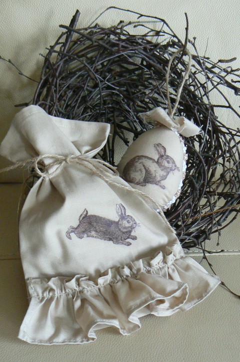 Pytlík s králíčkem - Shabby Chic pytlík vintage velikonoce králík pytlíček shabby 