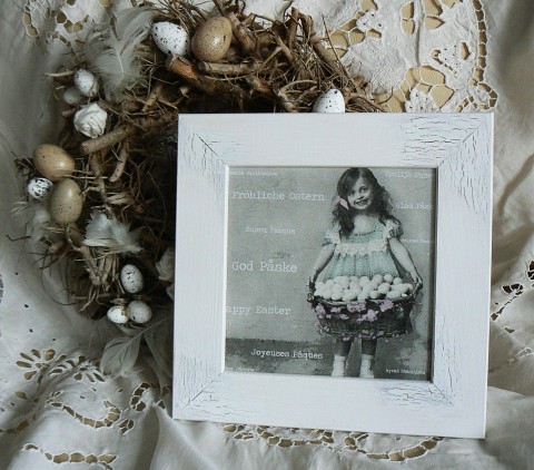 Velikonoční obrázek dekorace holčička obrázek jaro vintage velikonoce vajíčka 