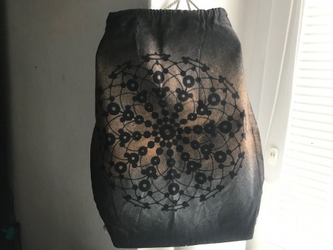 malovaný baťoh MANDALA bavlna elegance černý mandala hravý pohodlí malba na textil tvorba baťoh 
