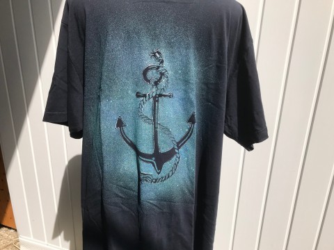 malované triko Kotva malované moře triko léto kotva černý ruční výroba 