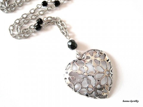 Řetízek - starostříbrné srdce náhrdelník řetízek platina starostříbro stříbrné filigrán filigránové 