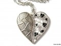 Řetízek - stříbrné srdce s kamínky
