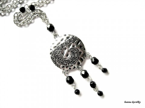 Řetízek - kolečko s černými korálky náhrdelník řetízek platina starostříbro stříbrné 