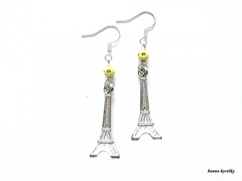 Eiffelovky se žlutým korálkem náušnice stříbrné eiffelovka eifelovka 
