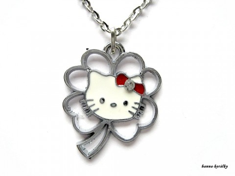 Řetízek Hello Kitty - čtyřlístek přívěsek stříbrný holčičí dětský řetízek bižuterní kitty hello helo kity 