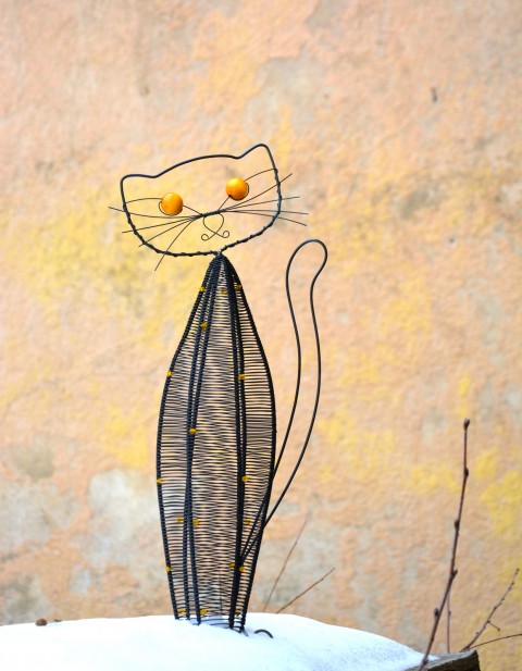 Kočka domov dekorace doplněk drát kočka kočička drátování číča 