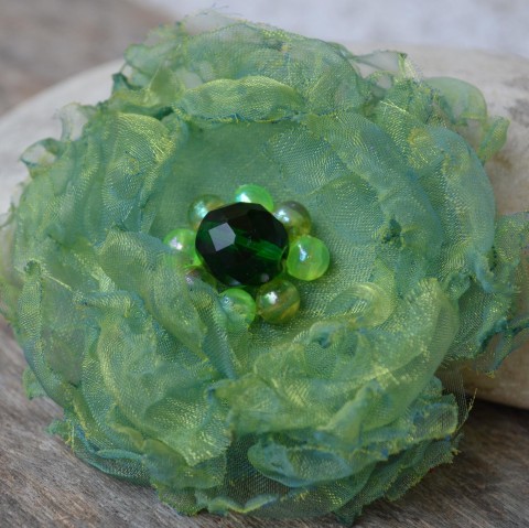 třapatka - zelená brož dekorace zelená zelený čelenka organza vodník třapatka vodnice 