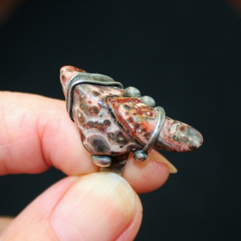 Prsten - leopard jaspis šperk prsten cín jaspis fusing autorský cínovaný leopardí nefrit 