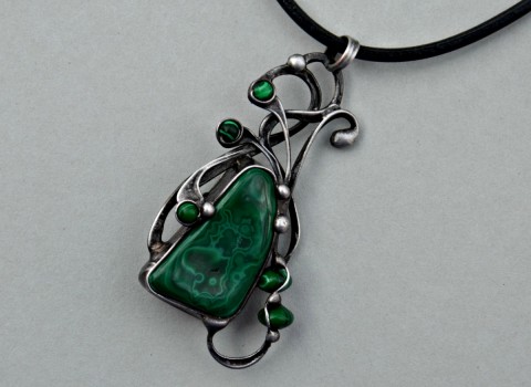 Můj zelený sen - malachit šperk náhrdelník dárek cín dárky cínování minerály polodrahokamy tiffany technika malacit 