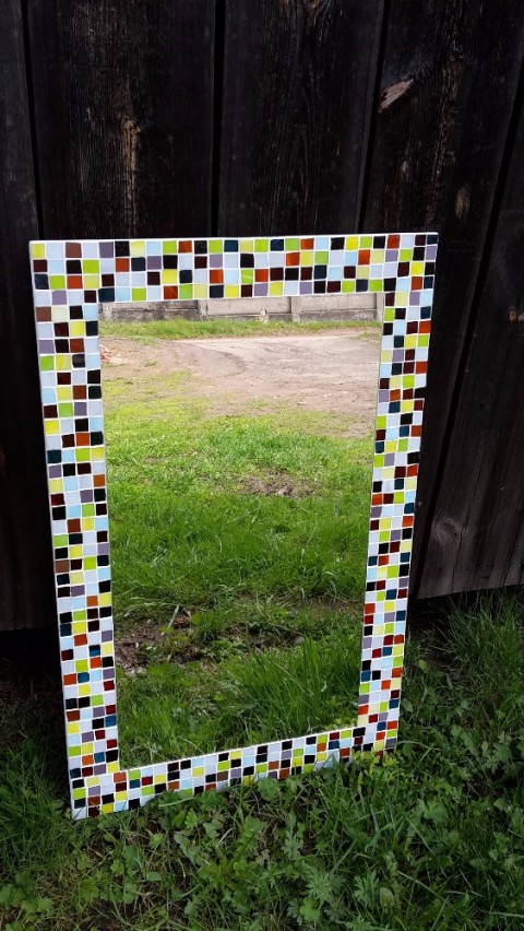velké zrcadlo sklo barevné mozaika 