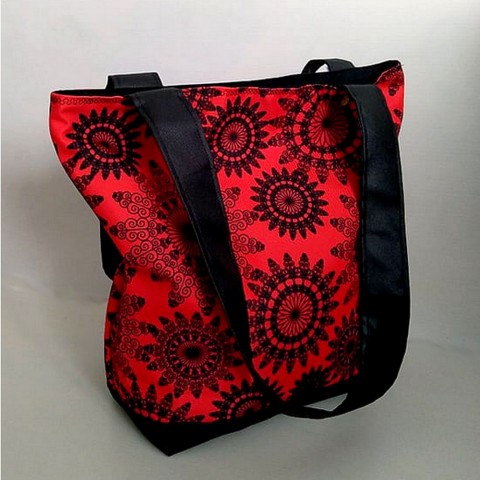 Taška - Červené mandaly taška květy kabela kabelka dámy  
