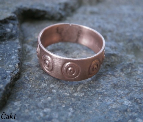 Měděný prsten se vzorem prsten měď 