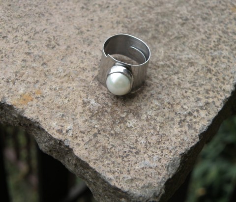 Prsten - říční perla v nerezu prsten kameny ruční práce perla říční 