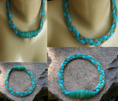 Náhrdelník - výrazný, pletený náhrdelník textilní barvičky jednoduchost nerez černábarvičky čřrná 