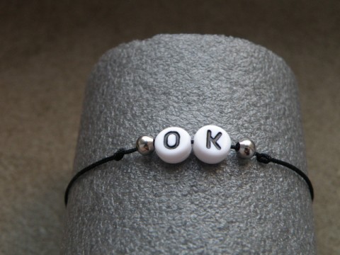 Náramek - OK + nerez náramek perleť textilní 
