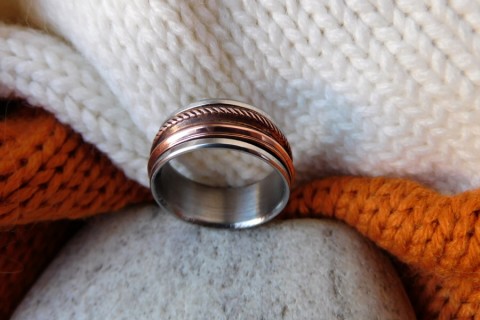 Prsten - Pánský nerezový s mědí prsten pánský nerez měd 