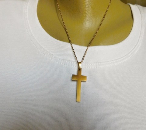 Náhrdelník - nerezový křížek náhrdelník nerez ocel originalita zlatá barva 