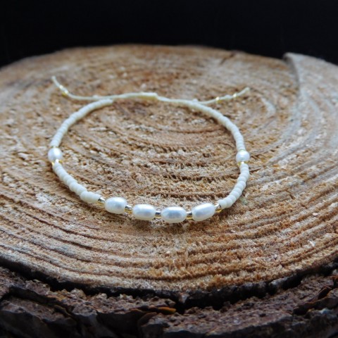 Náramek minimalistický s perlami náramek kuličky nerez perla pravá 