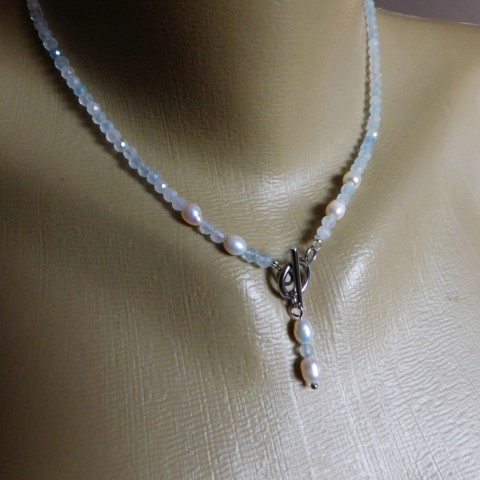 Náhrdelník chalcedonový s perlami náhrdelník nerez říční polodrahokamy pravé chalcedonperličky 