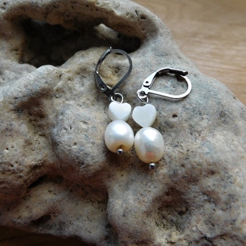 Naušnice- Bílá perla+perleť perleť nerez naušnice bílá perla 