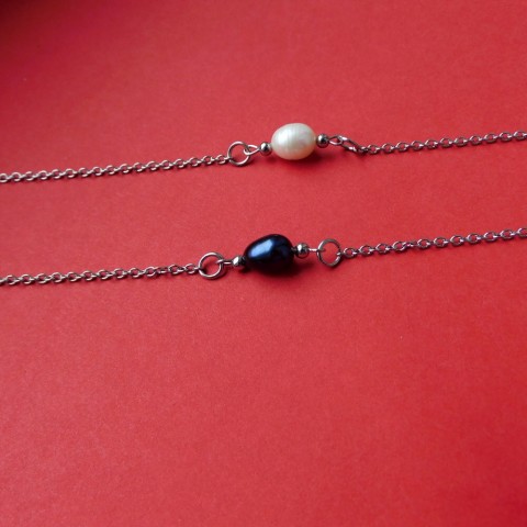Náramky - Nerezové s perlou náramek nerezový náramek perla tmavá perla bílá 
