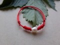 Náramek-červený s říční perlou