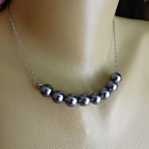 Náhrdelník - tmavé schell perly náhrdelník nerez bílé perličky schell perly 
