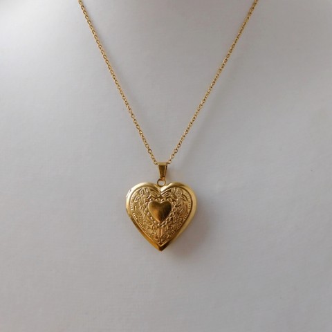 Náhrdelník- nerezový medailonek náhrdelník srdce nerez medailonek pozlacení 