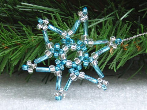 Hvězda s drátkem VAN 62 dekorace originální korálky zápich modrá vánoce sklo zlatá fialová vánoční hvězda ozdoba stříbrná rokajl netradiční třpytivý vločka 