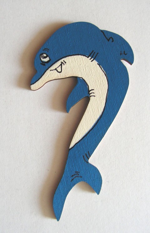 Magnetka - Delfín dřevo voda zvíře moře děti dětské delfín magnet ručně malované ruční malba 