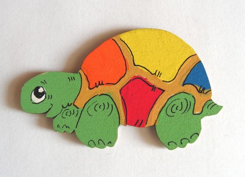 Magnetka - Želva dřevo voda zvíře děti želva dětské les rybník řeka magnet ručně malované ruční malba terárium 