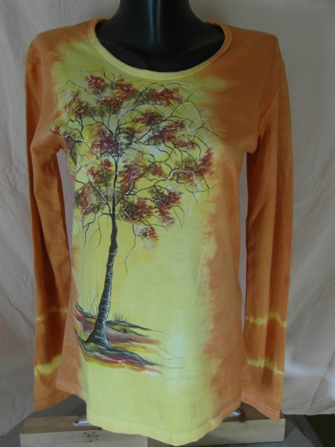 Dámské triko XL se stromem-zakázka strom podzim triko s dlouhým rukávem 