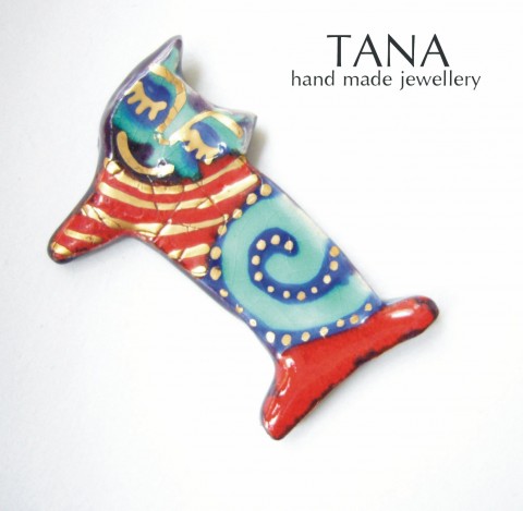 Tana šperky - keramika/zlato kočka 