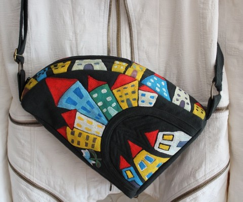 Kabelka Happy day handmade navrhování handbag painted quilted malovaná kabelka 