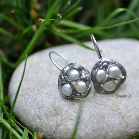 Naušnice s perlami cín romantika stříbro perly jemnost ag 925 