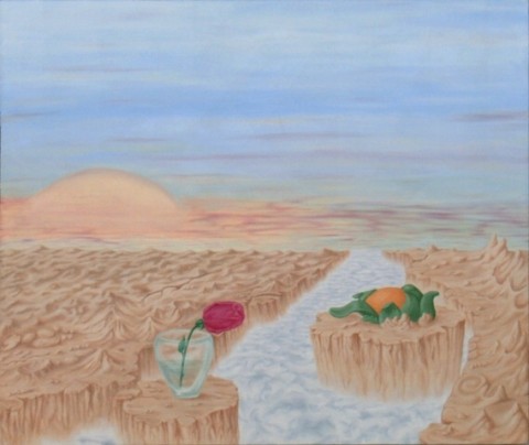 Souznění příroda krajina růže plátno olejomalba surrealismus 