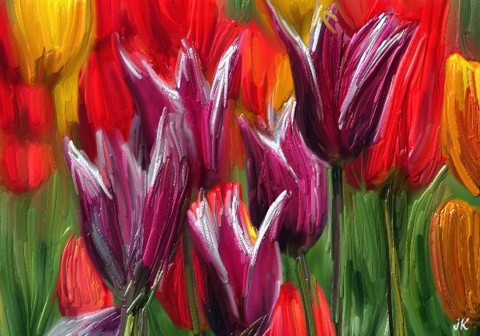 Obraz název: Tulipány tulipány impasto 