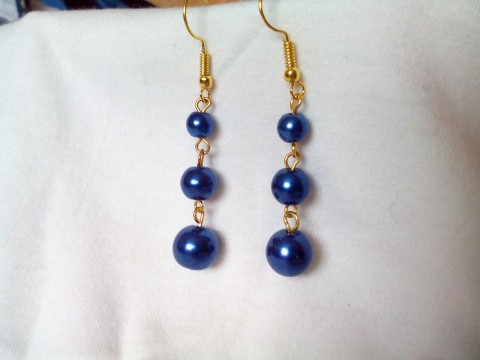 Modré perly se zlatem dlouhé náušnice perly perlové vi 