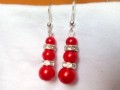 Červené perly se stříbrnými kamínky